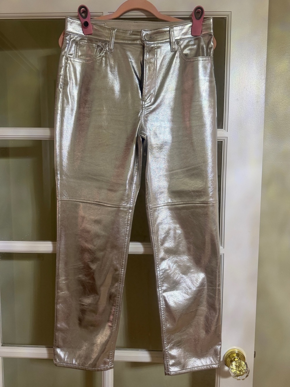 Gap Metallic Silver Straight-Leg Pants